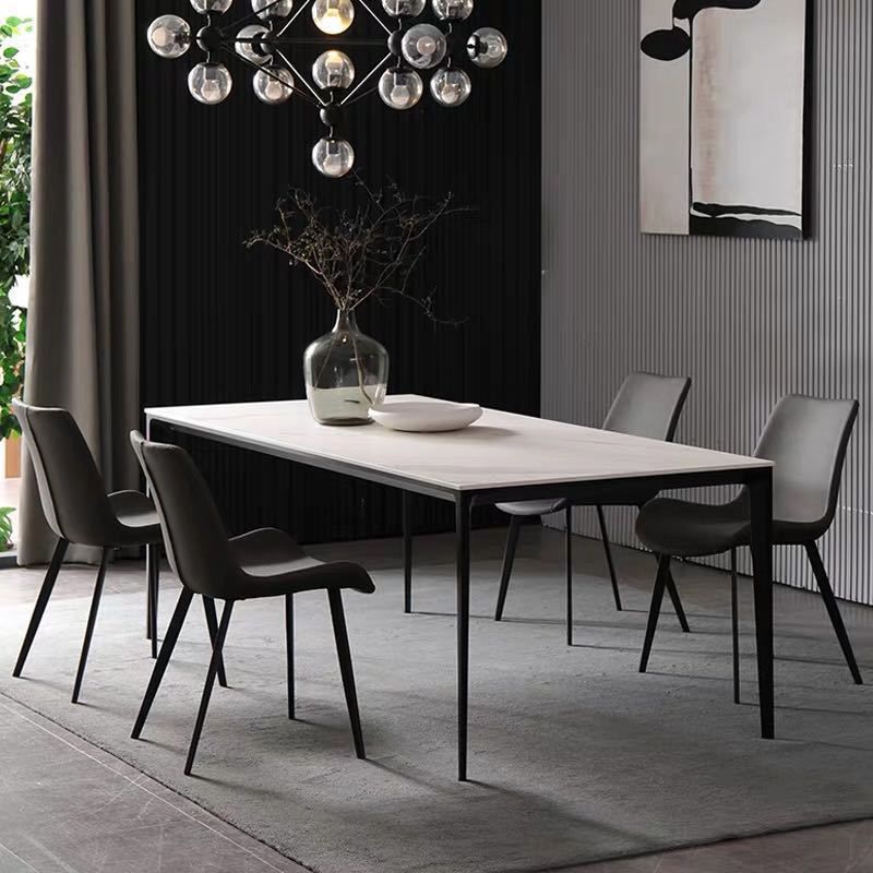 Stone Rectangular Dining Table 4 Legs Furniture with Steel Base for Home Clearhalo 'Dining Tables & Seating' 'Dining Tables' 'dining_table' 'furn' 'furn_dining_table' 'Furniture' 'furniture_dining_table' 'Kitchen & Dining Furniture' 'kitchen' 'kitchen_dining_table' 1200x1200_fb4ea51f-2512-4659-958b-26f594f926ed
