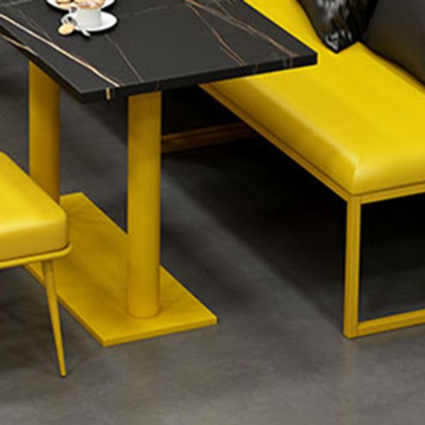 Industrial Dining Table Black Sintered Stone Table with Yellow Metal Base for Dining Room Clearhalo ' dining_table' 'Dining Tables & Seating' 'Dining Tables' 'furn' 'furn_dining_table' 'Furniture' 'furniture_dining_table' 'Kitchen & Dining Furniture' 'kitchen&dining_furn' 'kitchen' 'kitchen_dining_table' 1200x1200_fb5023a2-e7e5-49d2-a7ef-f4f5561568c6