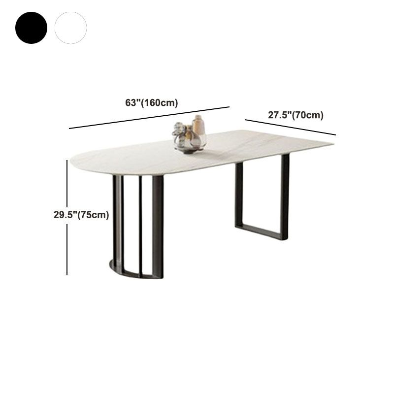 Irregular Shape White Table for Restaurant Sintered Stone Table with Double Pedestal Clearhalo 'Dining Tables & Seating' 'Dining Tables' 'dining_table' 'furn' 'furn_dining_table' 'Furniture' 'furniture_dining_table' 'Kitchen & Dining Furniture' 'kitchen' 'kitchen_dining_table' 1200x1200_fb506327-588c-4c61-b147-c9f9b4d4a572