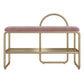 Glam Style Entryway Bench Cushioned Metal Seating Bench with Shelves