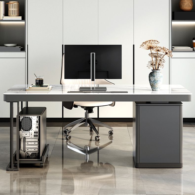 29.25-inch H Hedendaagse computerbureau gebogen stenen bureau