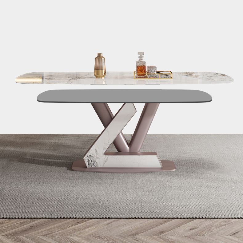 Dining Room Set Modern Sintered Stone Table with Pedestal Base Rectangle Dining Set for Restaurant Clearhalo 'Dining Room Sets' 'Dining Tables & Seating' 'dining_room_set' 'furn' 'furn_dining_room_set' 'Furniture' 'furniture_dining_room_set' 'Kitchen & Dining Furniture' 'kitchen&dining_furn' 'kitchen' 1200x1200_fb54214c-cef8-4bf5-a914-4d007bb95b0d