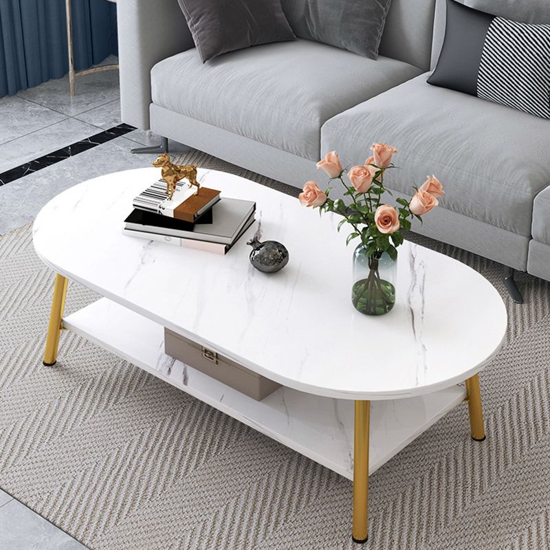 Oval/Round Storage Coffee Table Contemporary 4 Legs Cocktail Table for Home Clearhalo 'Coffee & Accent Tables' 'Coffee Tables' 'coffee_tables' 'Furniture' 'furniture_coffee_tables' 'Living Room Furniture' 1200x1200_fb544817-c7b8-4323-bc81-34c400d334bf