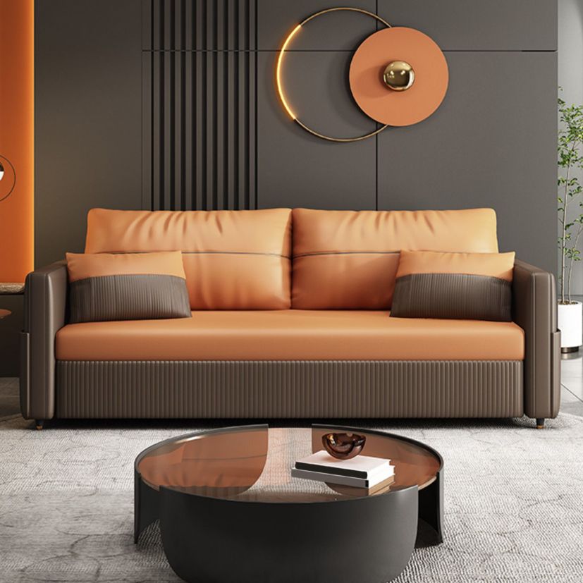 Contemporary Futon Sofa Bed with Storage Pillow Back Square Arms Sleeper Sofa Clearhalo 'furn' 'furn_futons' 'Furniture' 'Futons & Daybeds' 'Futons' 'Living Room Furniture' 1200x1200_fb54bda3-25ac-4690-8d56-8595607590a6