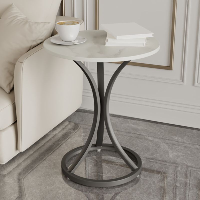 モダンスレートラウンドサイドエンドテーブルフレームベースタイプソファテーブル