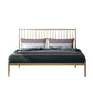 Metal and Wood Standard Bed Rectangular Slat Bed with Headboard