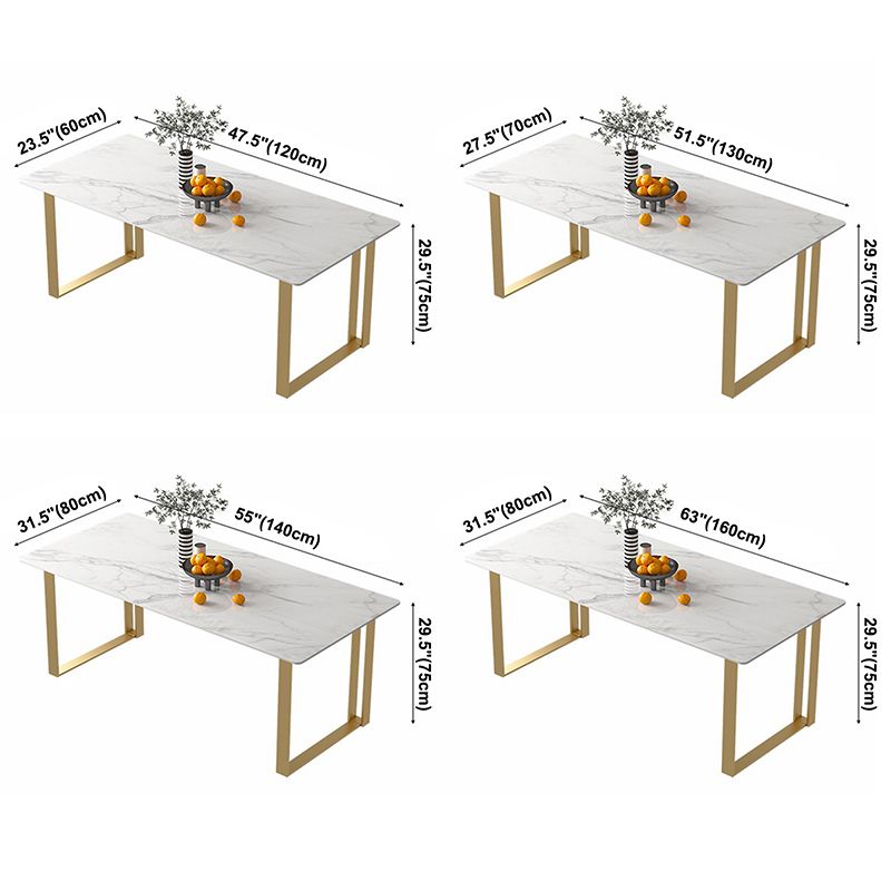 Contemporary White Standard Dining Table Rectangle Sintered Stone Dining Table for Kitchen Clearhalo ' dining_table' 'Dining Tables & Seating' 'Dining Tables' 'furn' 'furn_dining_table' 'Furniture' 'furniture_dining_table' 'Kitchen & Dining Furniture' 'kitchen&dining_furn' 'kitchen' 'kitchen_dining_table' 1200x1200_fb59e337-4d6c-4e36-bfc6-3877c4eeca24