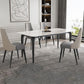 Rectangle 4 Legs Mid-Century Table White Tone Fixed Table of Sintered Stone Clearhalo ' dining_table' 'Dining Tables & Seating' 'Dining Tables' 'furn' 'furn_dining_table' 'Furniture' 'furniture_dining_table' 'Kitchen & Dining Furniture' 'kitchen&dining_furn' 'kitchen' 'kitchen_dining_table' 1200x1200_fb5dc07c-b065-462c-af54-474470a81cb9