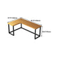 Solid Wood Writing Desk Industrial Style L-Shape Writing Desk for Home Office