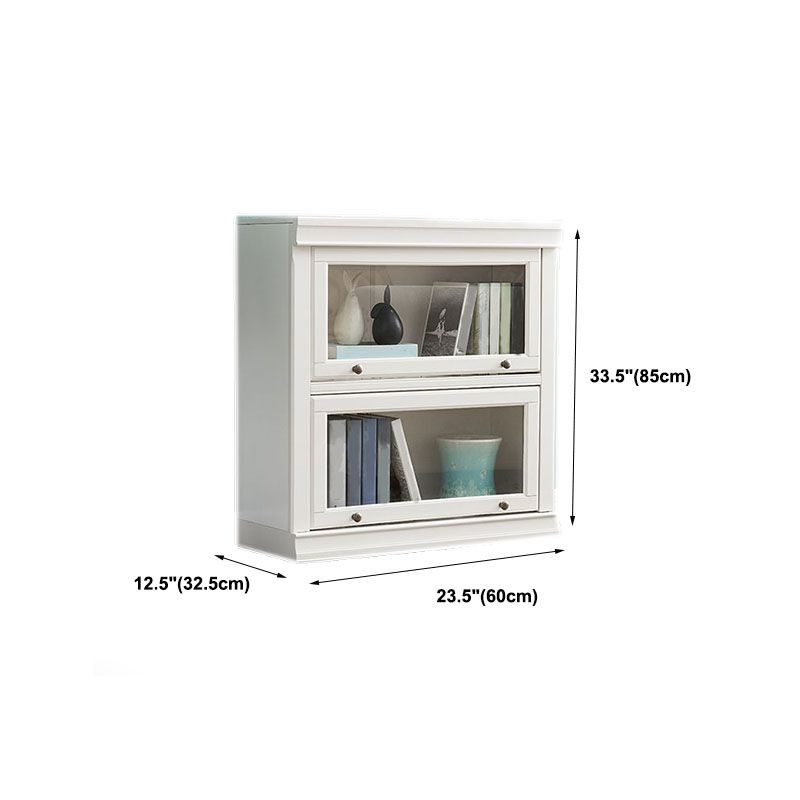 Libreria moderna di stoccaggio chiuso da 12,5 "W White Wohi Legno scaffale con porte di vetro