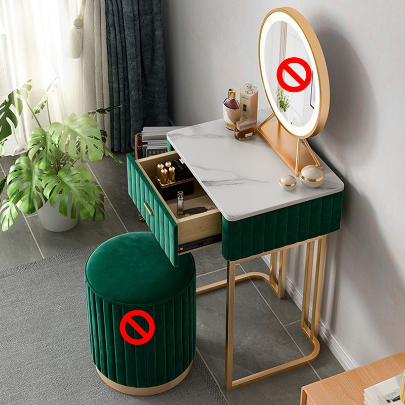 1 Drawer Dressing Table Luxurious Metal Frame Make-up Vanity Clearhalo 'Bedroom Furniture' 'furn' 'furn_makeup_vanities' 'Furniture' 'Makeup Vanities' 'makeup_vanities' 1200x1200_fb609afe-d00d-4fdb-9913-1efa86558dbd