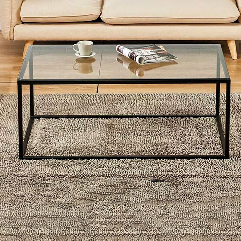 Contemporary Rectangular Glass Frame Base Coffee Cocktail Table Clearhalo 'Coffee & Accent Tables' 'Coffee Tables' 'coffee_tables' 'furn' 'furn_coffee_tables' 'Furniture' 'furniture_coffee_tables' 'Living Room Furniture' 1200x1200_fb613928-7fff-4500-bea6-49c0d3cd3ea2
