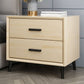 2 - Drawer Contemporary Accent Table Nightstand Faux Leather Bed Nightstand