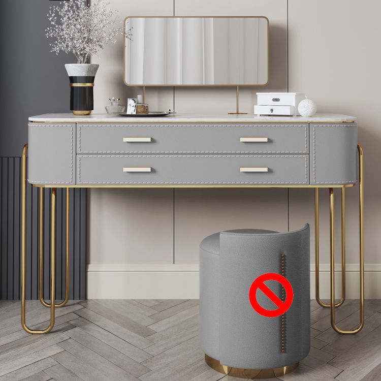 Specchio e 2 cassetti set di sgabelli da toeletta da toeletta per trucco grigio chiaro