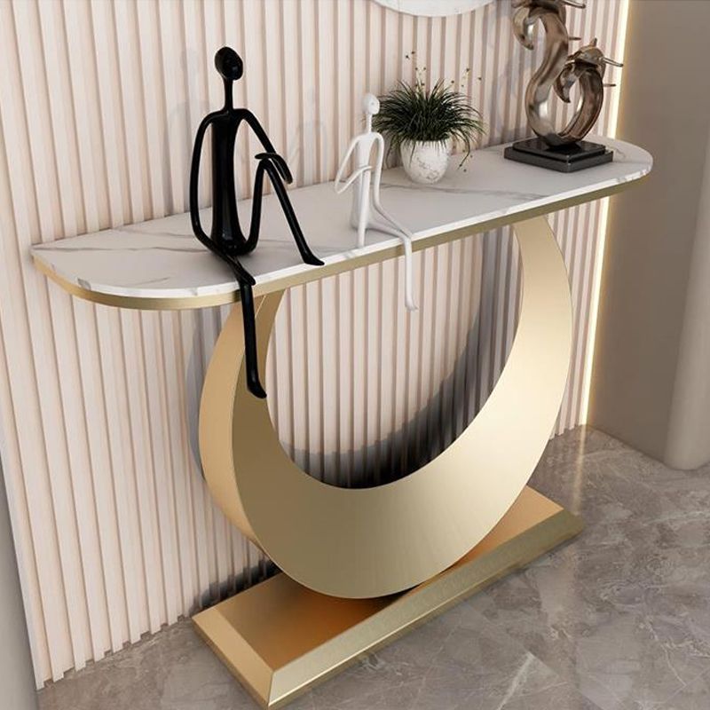 Modern Half Moon Console Table Antique Finish Console Sofa Table Clearhalo 'Console Tables' 'console_tables' 'Entry & Mudroom Furniture' 'furn' 'furn_console_tables' 'Furniture' 1200x1200_fb632dfc-4caf-46bd-9f0a-3808ddacda06