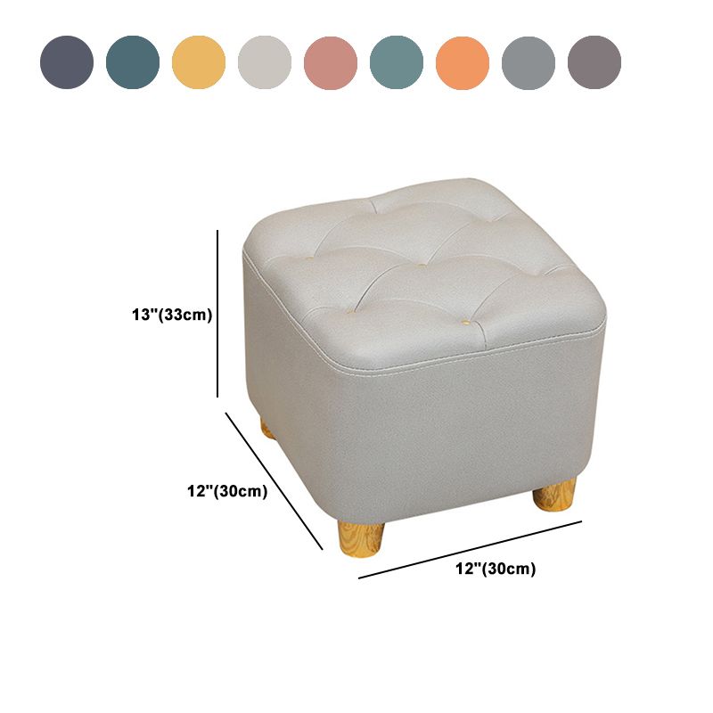 Modern Square Standard Stain Resistant Line Leather Pouf for Living Room