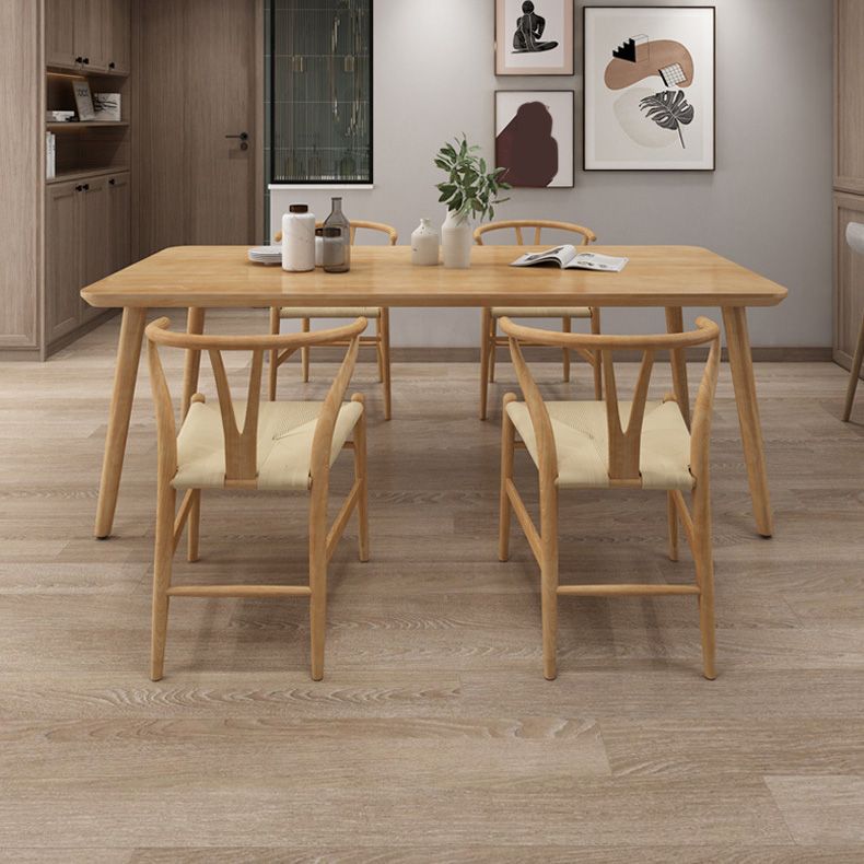 Mesa de comedor rectangular Glam, mesa de madera con patas de madera para el hogar