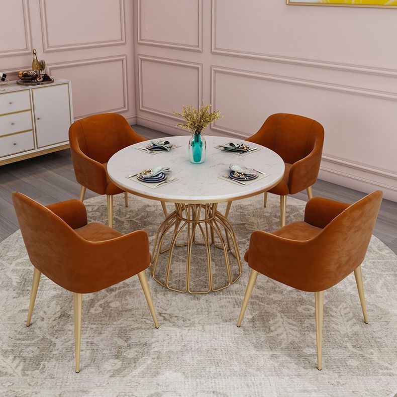 Glam 1/4/5 Pieces Round Dining Set Sintered Stone Dining Table Set for Home Use Clearhalo 'Dining Room Sets' 'Dining Tables & Seating' 'dining_room_set' 'furn' 'furn_dining_room_set' 'Furniture' 'furniture_dining_room_set' 'Kitchen & Dining Furniture' 'kitchen&dining_furn' 'kitchen' 1200x1200_fb6a1dc0-dbf7-4def-b771-77abe61b5cab