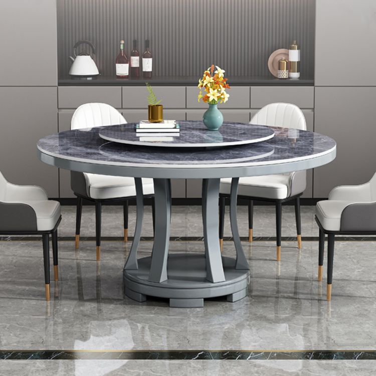 Round Stone Turntable Table Minimalist Furniture with Pedestal Base Clearhalo 'Dining Tables & Seating' 'Dining Tables' 'dining_table' 'furn' 'furn_dining_table' 'Furniture' 'Kitchen & Dining Furniture' 1200x1200_fb6a64c6-df79-4a3a-a2dd-346154f4bc8a