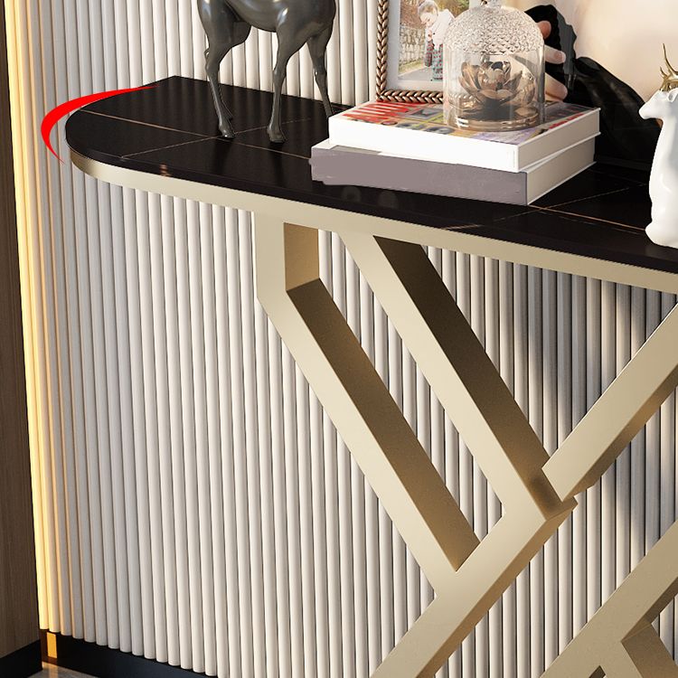 Stone Top Accent Table with Pedestal Base Console Table 31.5"