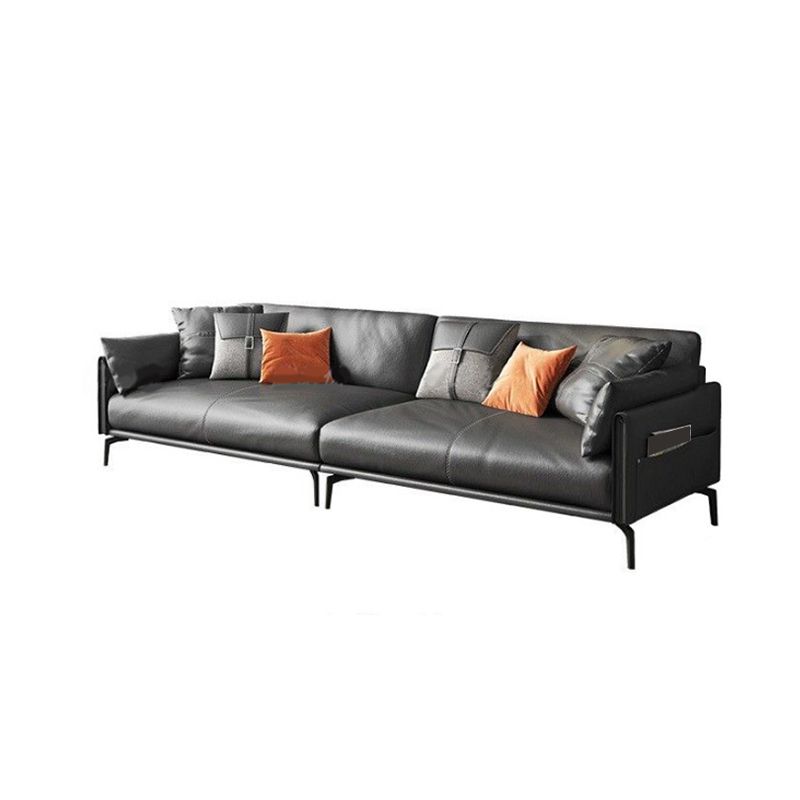 Faux /Genuine Leather Stain Resistant Contemporary Sofa Couch in Black