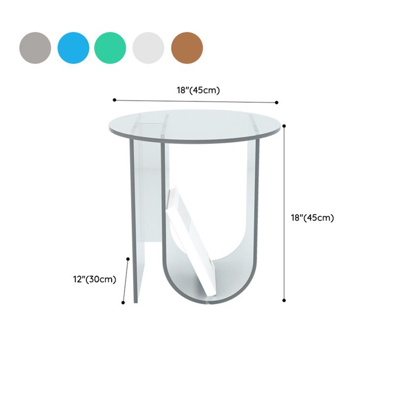 Modern Acrylic End Slide Table Round Corner Table with Storage