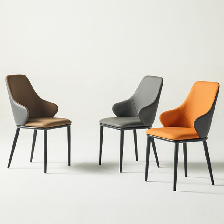 Contemporary Restaurant Leather Armchair Matte Finish Parsons Dining Chair Clearhalo ' kitchen&dining_furn' 'Dining Chairs' 'Dining Tables & Seating' 'dining_chair' 'furn' 'furn_dining_chair' 'Furniture' 'furniture_dining_chair' 'Kitchen & Dining Furniture' 'kitchen' 1200x1200_fb709055-42b8-49e6-8e96-fee03598bda2