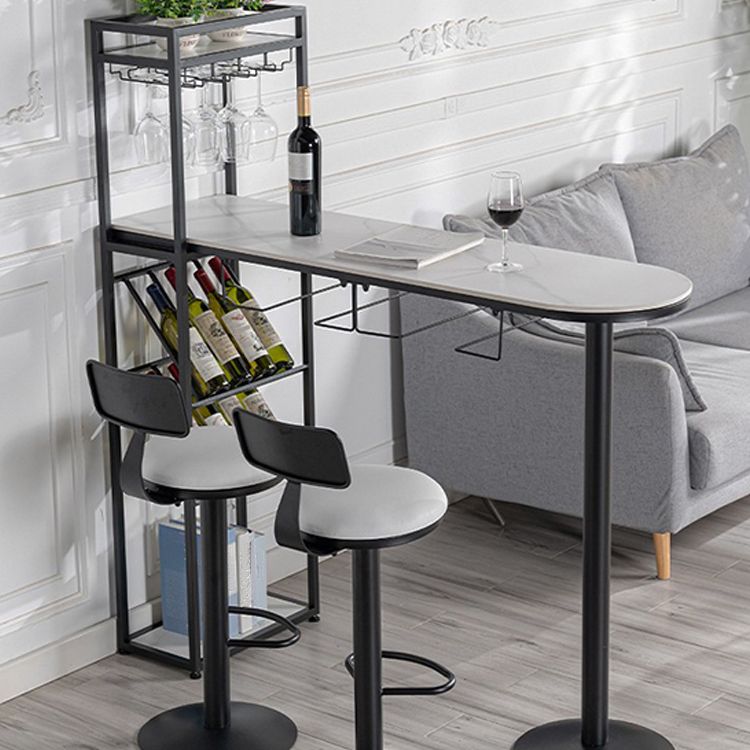 Glam Marble Bar Table with Specialty Table Top Double Pedestal Table - 41.3" H Clearhalo 'Bar Furniture' 'Bar Tables' 'bar_tables' 'furn' 'furn_bar_tables' 'Furniture' 'furniture_bar_tables' 'Kitchen & Dining Furniture' 1200x1200_fb70ca94-aadd-4c31-8781-d2b6dfc3cd90