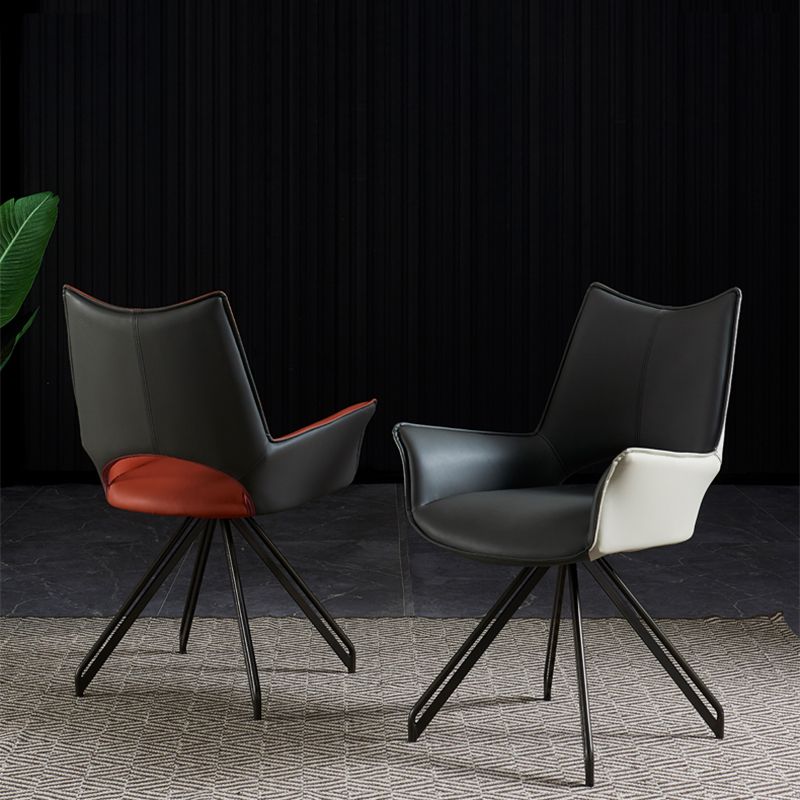 Modern Metal Dining Room Chair Swivel Side Arm Chair for Restaurant Use Clearhalo ' kitchen&dining_furn' 'Dining Chairs' 'Dining Tables & Seating' 'dining_chair' 'furn' 'furn_dining_chair' 'Furniture' 'furniture_dining_chair' 'Kitchen & Dining Furniture' 'kitchen' 1200x1200_fb71e002-4f50-48b9-b382-b1d0aed217fa
