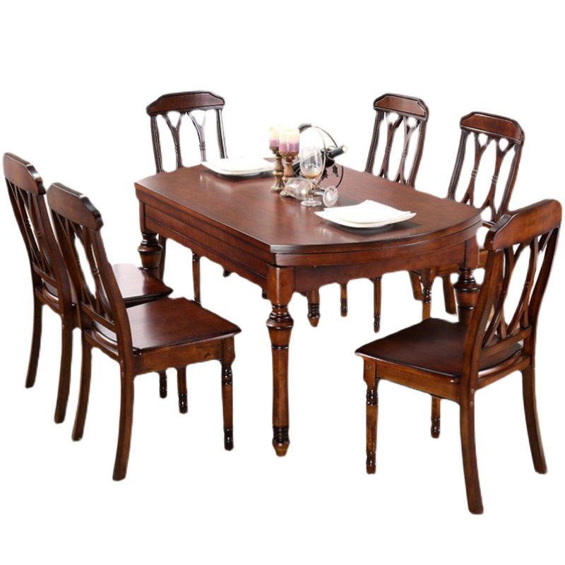 Traditional Solid Wood Dining Set Standard Height with Folding Top Dining Room Set Clearhalo 'Dining Room Sets' 'Dining Tables & Seating' 'dining_room_set' 'furn' 'furn_dining_room_set' 'Furniture' 'furniture_dining_room_set' 'Kitchen & Dining Furniture' 'kitchen&dining_furn' 'kitchen' 1200x1200_fb723428-0cbe-42d3-bba3-0d254d29633e