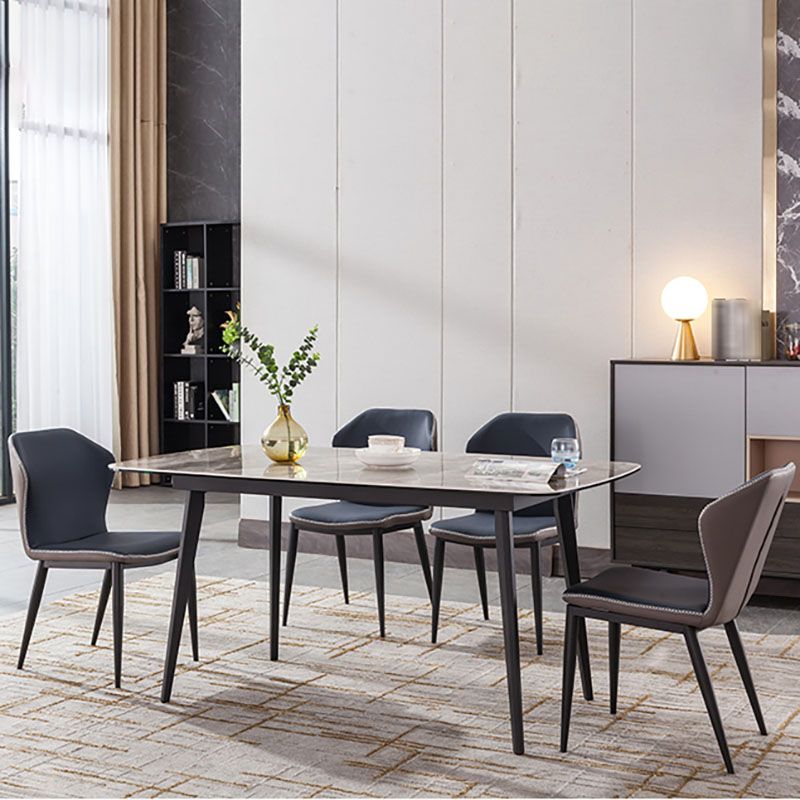 Industrial Style Wingback Armless Dining Chair PU Leather Dining Chairs Clearhalo 'Dining Chairs' 'Dining Tables & Seating' 'dining_chair' 'furn' 'furn_dining_chair' 'Furniture' 'furniture_dining_chair' 'Kitchen & Dining Furniture' 1200x1200_fb72e118-07a0-480a-b15a-eb5c3c11b33c