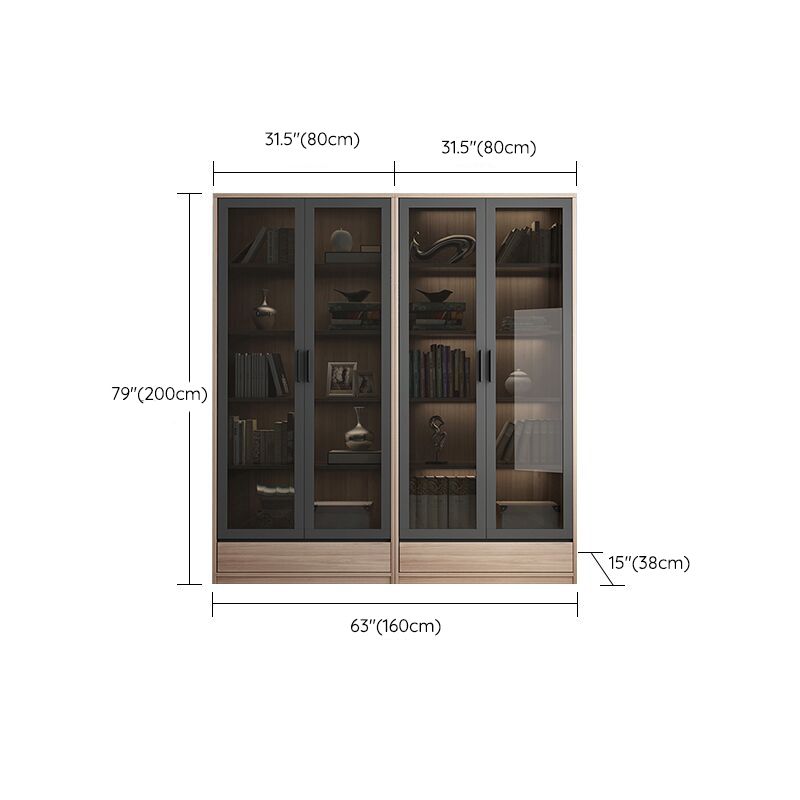 Bibliothèques en bois modernes portes en verre fermé étagère de rangement fermé pour la maison