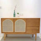 Contemporary Sideboard Rattan Doors 36-inch Height Wood Cupboard for Living Room