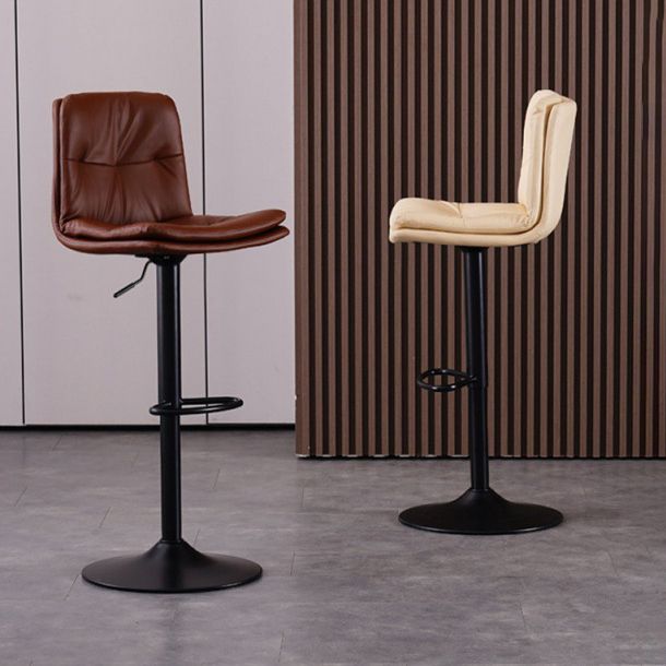 Modern Swivel Adjustable Height Barstool Matte Finish Leather Stool Clearhalo 'Bar Furniture' 'Bar Stools' 'bar_stools' 'furn' 'furn_bar_stools' 'Furniture' 'furniture_bar_stools' 'Kitchen & Dining Furniture' 1200x1200_fb74aa26-bda9-4750-b49a-8c6faf0391bb