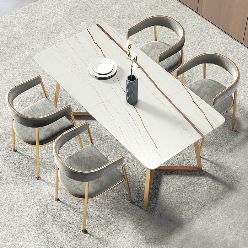 Metal Traditional Luxury Rectangle Table Sintered Stone Table with Sled Base Clearhalo ' dining_table' 'Dining Tables & Seating' 'Dining Tables' 'furn' 'furn_dining_table' 'Furniture' 'furniture_dining_table' 'Kitchen & Dining Furniture' 'kitchen&dining_furn' 'kitchen' 'kitchen_dining_table' 1200x1200_fb75d90f-3076-4a72-ae01-d59c7db012ca