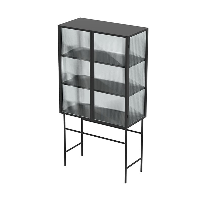 Modern Metal Buffet Sideboard 2 Doors Buffet Server for Dining Room,27.5"L x 13"W x 61"H Clearhalo 'buffet_sideboard' 'Buffets & Sideboards' 'furn' 'furn_buffet_sideboard' 'Furniture' 'Kitchen & Dining Furniture' 1200x1200_fb798047-a2b6-4a8c-be26-7719dfddde67