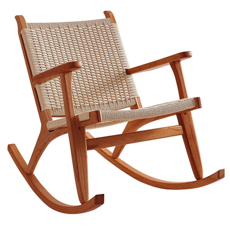 Traditionele schommelstoel vast houten frame vleugel stoel terug binnen schommelstoel