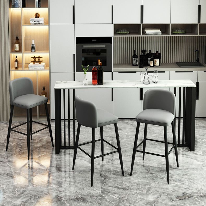 Modern Marble Table with Rectangle Table Top Black Double Pedestal Table - 42" H Clearhalo 'Bar Furniture' 'Bar Tables' 'bar_tables' 'furn' 'furn_bar_tables' 'Furniture' 'furniture_bar_tables' 'Kitchen & Dining Furniture' 1200x1200_fb7fe921-ad7a-416f-96af-3f2eff6f6488