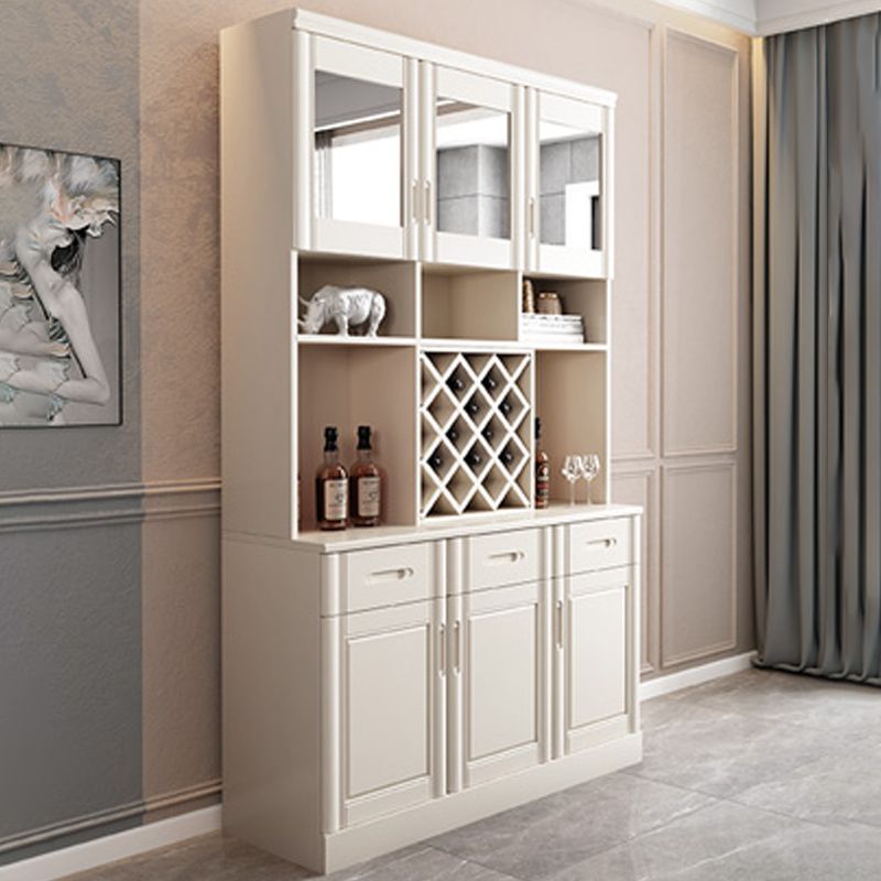 Porte moderne di vetro da sala da pranzo a buffet in legno di gomma con cassetti per soggiorno