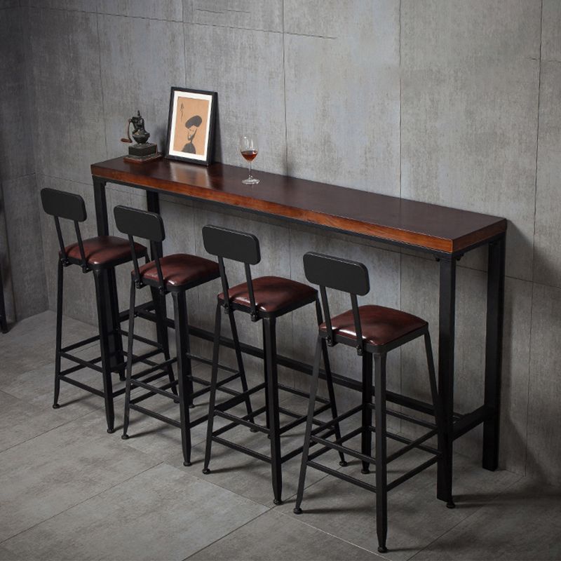 Wood Brown Bistro Accent Dining Table Industrial Rectangle Trestle Pub Table Clearhalo 'Bar Furniture' 'Bar Tables' 'bar_tables' 'furn' 'furn_bar_tables' 'Furniture' 'furniture_bar_tables' 'Kitchen & Dining Furniture' 1200x1200_fb8498b2-9c67-4502-b6e9-929e3e525e30