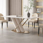 Traditional Luxury Rectangle Dining Table Stone Dinner Table with Pedestal Base Clearhalo ' dining_table' 'Dining Tables & Seating' 'Dining Tables' 'furn' 'furn_dining_table' 'Furniture' 'furniture_dining_table' 'Kitchen & Dining Furniture' 'kitchen&dining_furn' 'kitchen' 'kitchen_dining_table' 1200x1200_fb856590-550c-452b-821e-0fe10effa69d