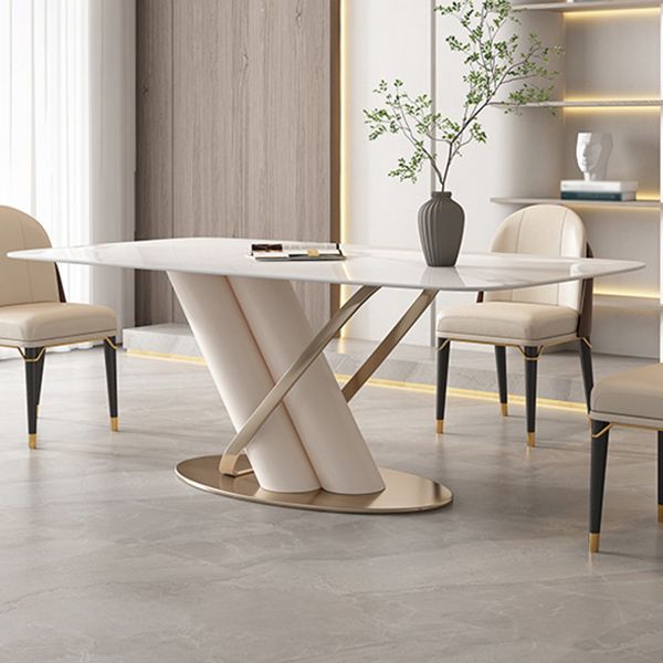 Traditional Luxury Rectangle Dining Table Stone Dinner Table with Pedestal Base Clearhalo ' dining_table' 'Dining Tables & Seating' 'Dining Tables' 'furn' 'furn_dining_table' 'Furniture' 'furniture_dining_table' 'Kitchen & Dining Furniture' 'kitchen&dining_furn' 'kitchen' 'kitchen_dining_table' 1200x1200_fb856590-550c-452b-821e-0fe10effa69d