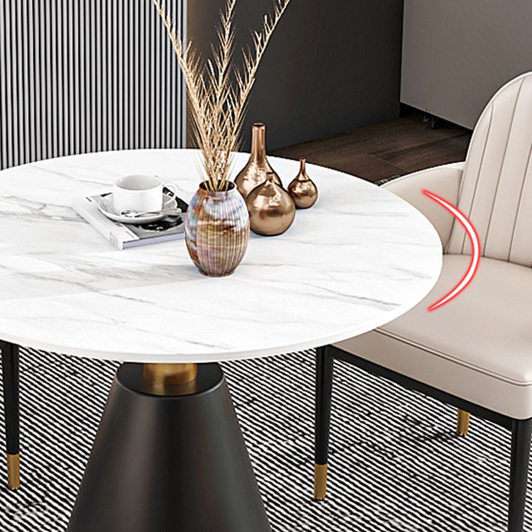 Metal Traditional Luxury Round Table Sintered Stone Top Indoor Table with Pedestal Base