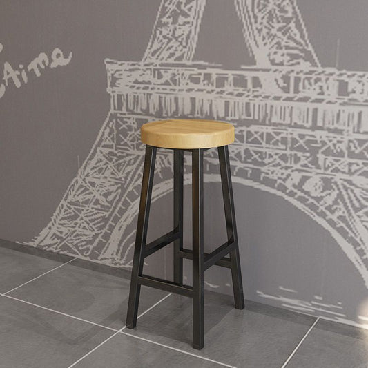 Backless Solid Wood Bar Stool Contemporary Natural Stool with Metal Legs Clearhalo 'Bar Furniture' 'Bar Stools' 'bar_stools' 'furn' 'furn_bar_stools' 'Furniture' 'Kitchen & Dining Furniture' 1200x1200_fb882cac-e54c-402c-bbc4-49d74583aacb