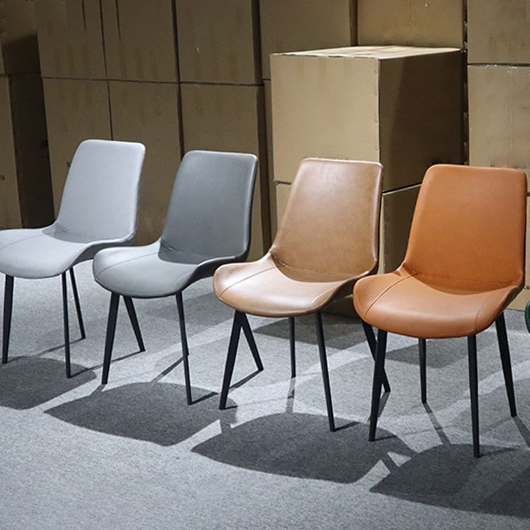 Restaurant Contemporary Leather Side Chair Solid Back Dining Chair Clearhalo ' kitchen&dining_furn' 'Dining Chairs' 'Dining Tables & Seating' 'dining_chair' 'furn' 'furn_dining_chair' 'Furniture' 'furniture_dining_chair' 'Kitchen & Dining Furniture' 'kitchen' 1200x1200_fb88a759-0a40-44c8-8f88-a676af980683