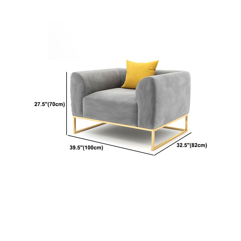 Grey Velvet Sofa with Tight Back and Gold Frame for Living Room