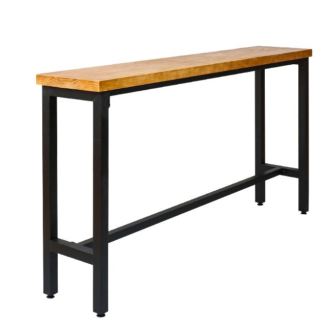 Industrial Solid Wood Pub Table with Rectangle Table Top Trestle Table - 41.3" H Clearhalo 'Bar Furniture' 'Bar Tables' 'bar_tables' 'furn' 'furn_bar_tables' 'Furniture' 'furniture_bar_tables' 'Kitchen & Dining Furniture' 1200x1200_fb8a0287-782a-4a03-9ba4-7d85626d99fd