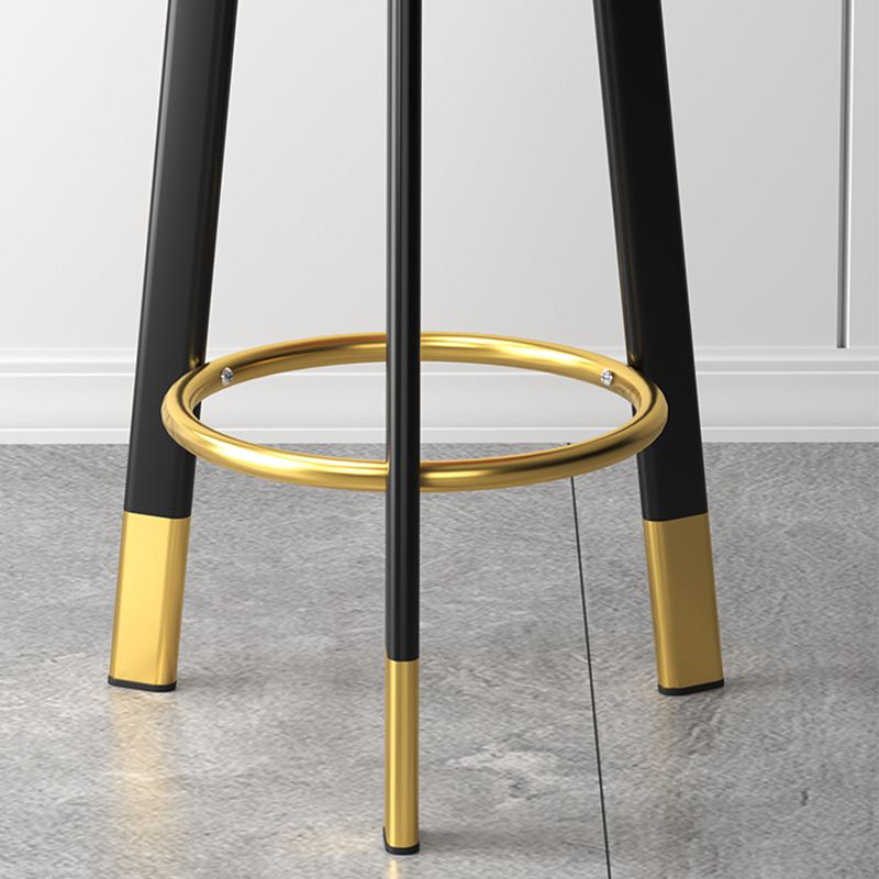 Sgabello da bar con seduta rotonda in stile moderno Sgabello da bar in pelle PU con gambe in metallo