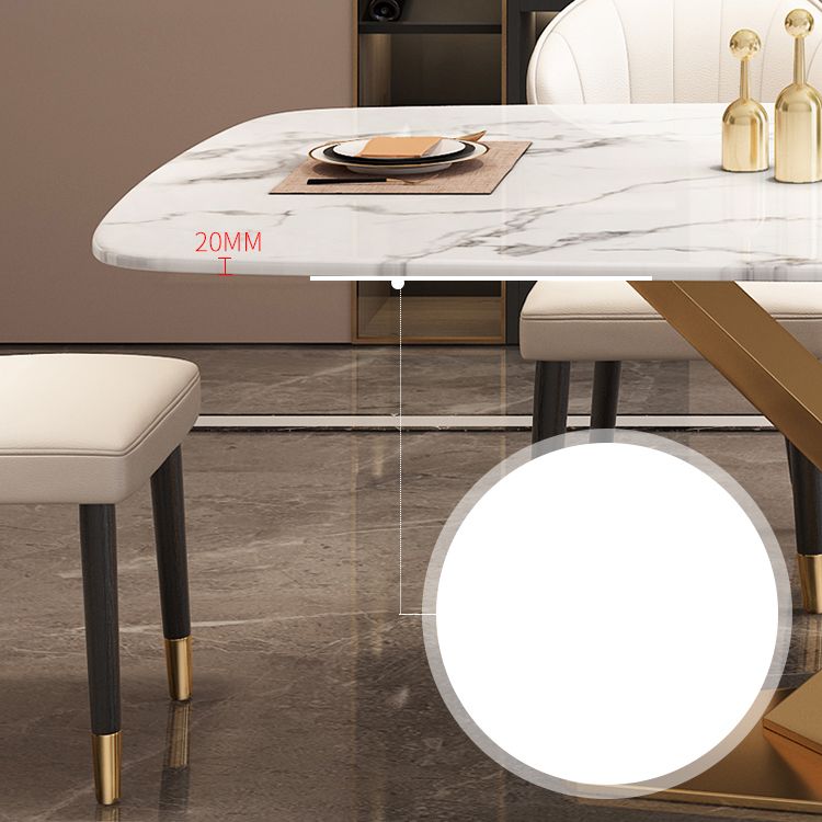 Modern Marble Table Set of 5/7 with Rectangle Table Dining Set with PU Leather Chairs Clearhalo 'Dining Room Sets' 'Dining Tables & Seating' 'dining_room_set' 'furn' 'furn_dining_room_set' 'Furniture' 'furniture_dining_room_set' 'Kitchen & Dining Furniture' 'kitchen&dining_furn' 'kitchen' 1200x1200_fb9123f3-4352-47c8-ada9-f71bdb76b037