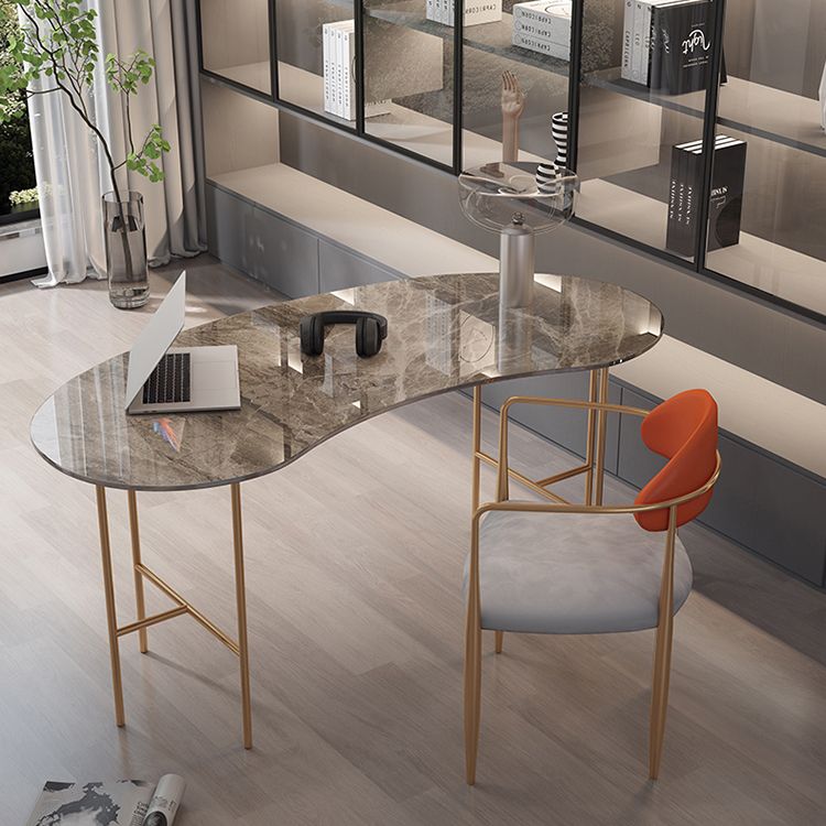 Glam Stone Writing Desk 29.53 "großer Büroschreibtisch mit Eisenbeinen